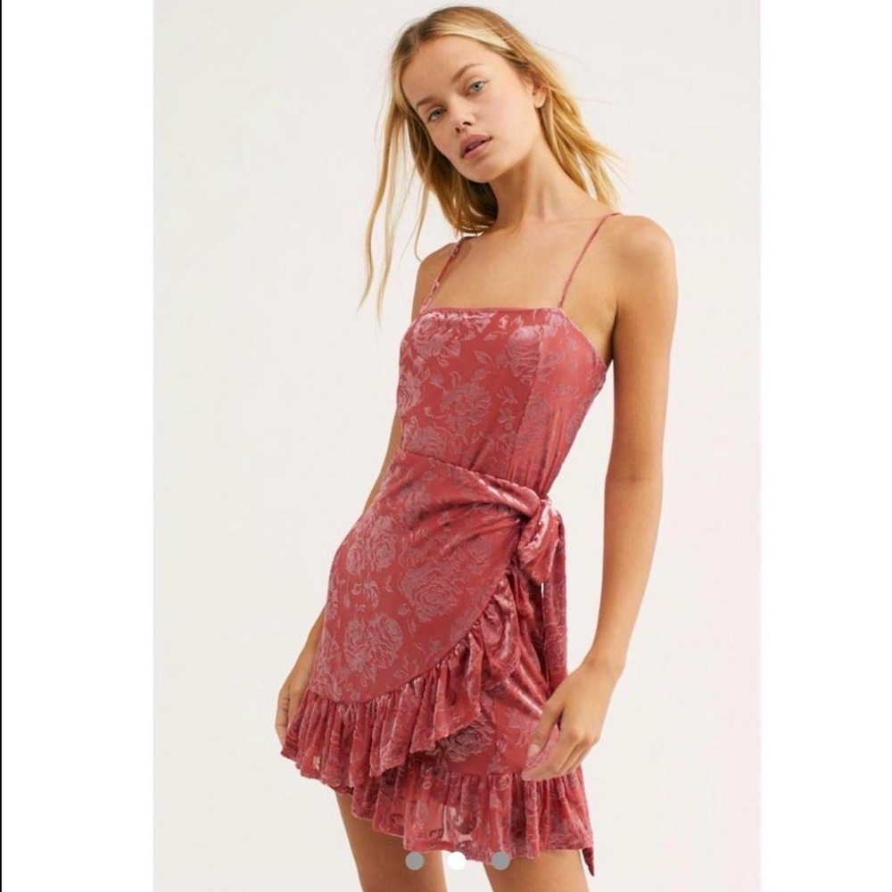 Free People Pink Olivia Velvet Burnout Slip Dress!
